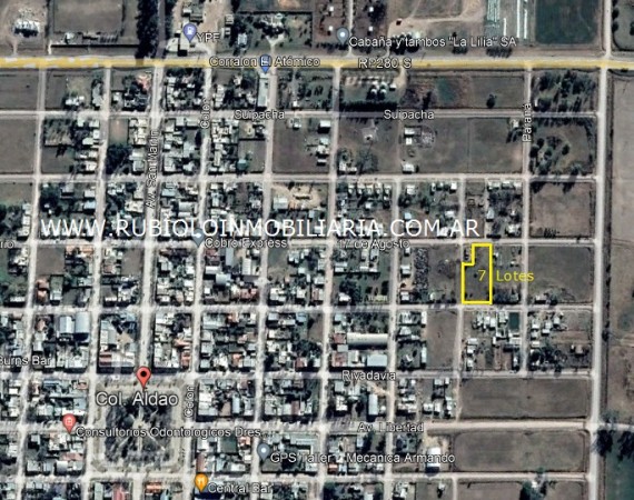 7 LOTES EN COLONIA ALDAO (Dpto.Castellanos) - 5 CUADRAS DE LA PLAZA
