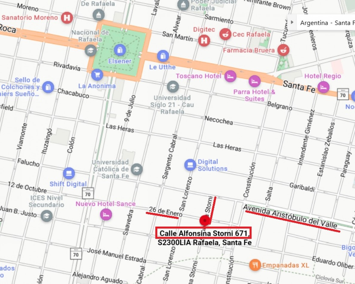 RAFAELA - Barrio MOSCONI - LOTE 410 M2 con todos los servicios - 9 Cuadras de la Plaza San Martin