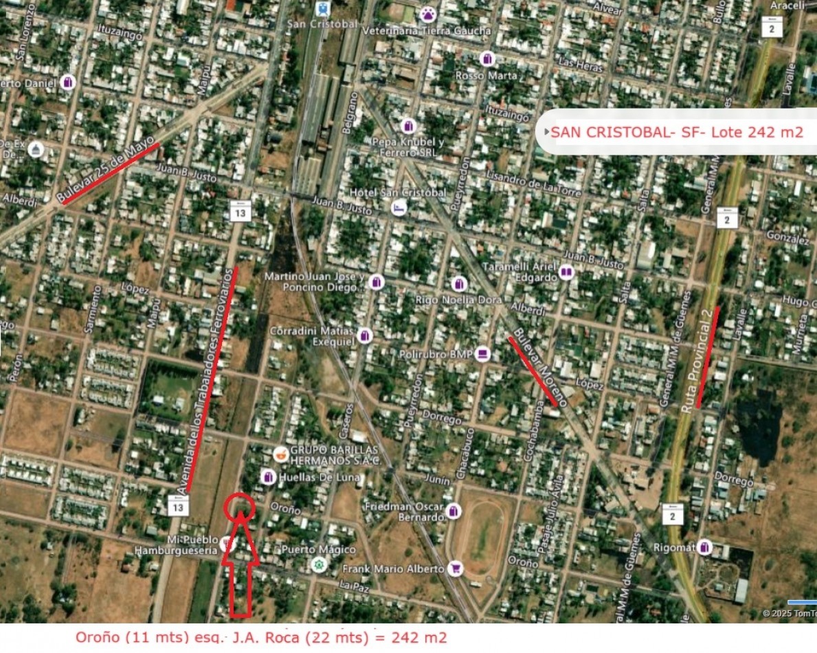 SAN CRISTOBAL - LOTE DE 242 M2 EN ESQUINA - CALLE CON RIPIO