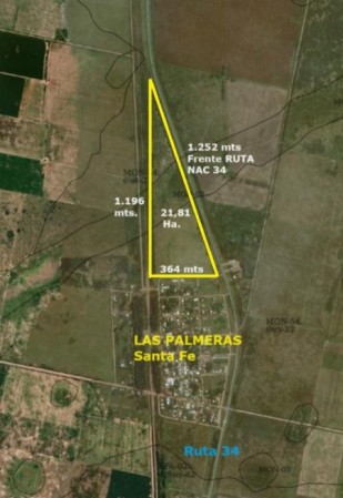 LAS PALMERAS - SANTA FE  - CAMPO 22 HA. FRENTE A RUTA NACIONAL 34